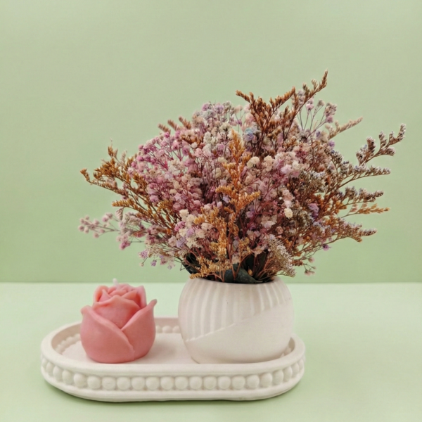 diseño floral flor preservada bandeja floral 2 flores dmartins