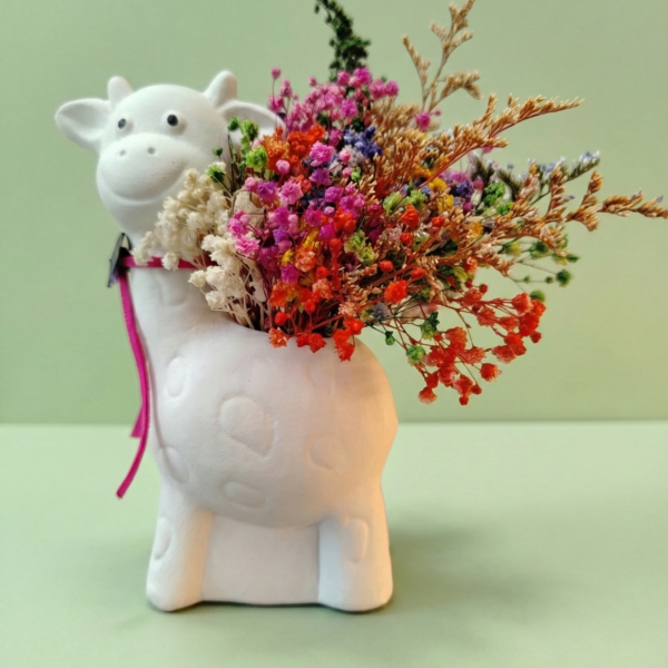 diseño florero jirafa flor preservada flores dmartins