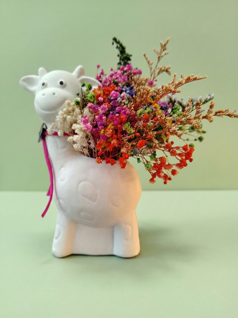 diseño florero jirafa flor preservada flores dmartins